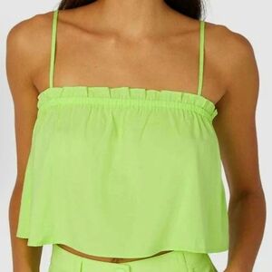 WeWoreWhat Ruffle Popover Cropped Cami Top, Size Large, NWT